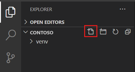 Screenshot showing the New File button in Visual Studio Code.