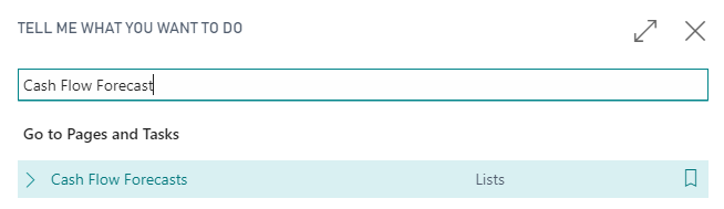 Screenshot of the Tell Me search window.
