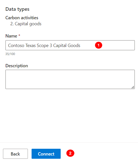 Screenshot of the Review and finish section of the New data connection page.