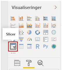 Bilde av Slicer-knappen i Visualiseringer-ruten.