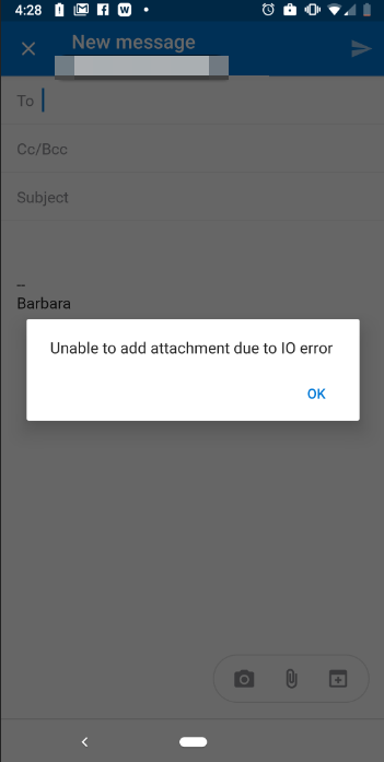 Screenshot of the IO error.