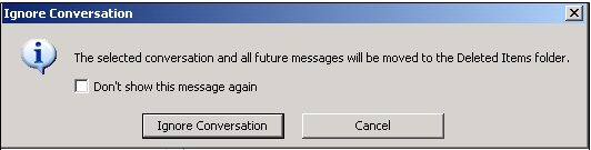 Screenshot that shows the Ignore Conversation dialog box.