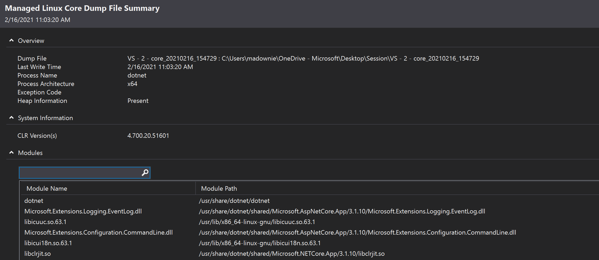 Automatically analyze memory dumps