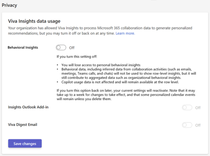 Screenshot that shows the settings to opt out.