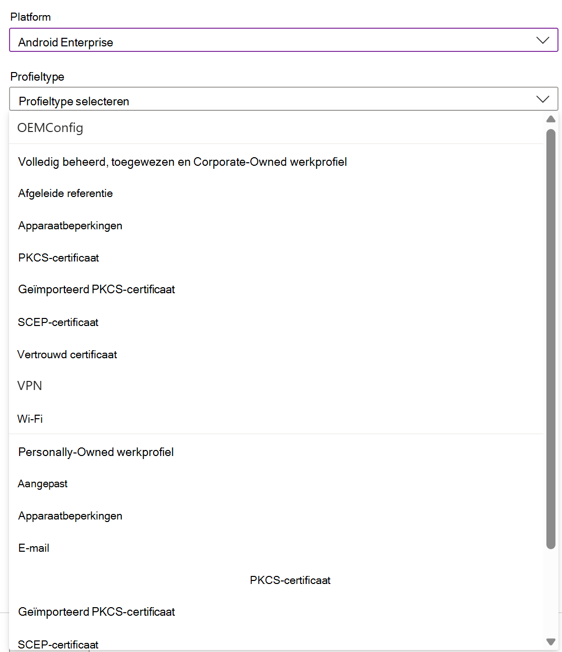 Schermopname van het maken van een iOS-/iPadOS-apparaatconfiguratiebeleid en -profiel in Microsoft Intune.