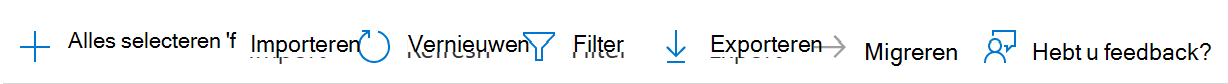 Schermopname van het importeren, vernieuwen, filteren of exporteren van een groepsbeleidsobject (GPO) naar een CSV-bestand in Microsoft Intune en het Intune-beheercentrum.