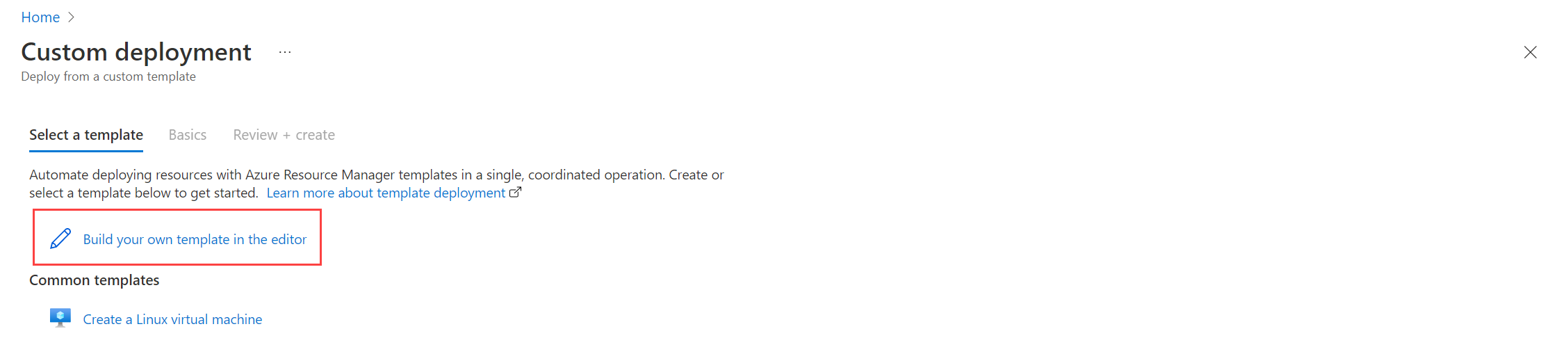 Schermopname van het bouwen van een sjabloon in de editor.