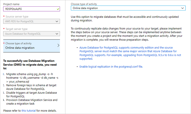 Azure Database Migration Service-project maken