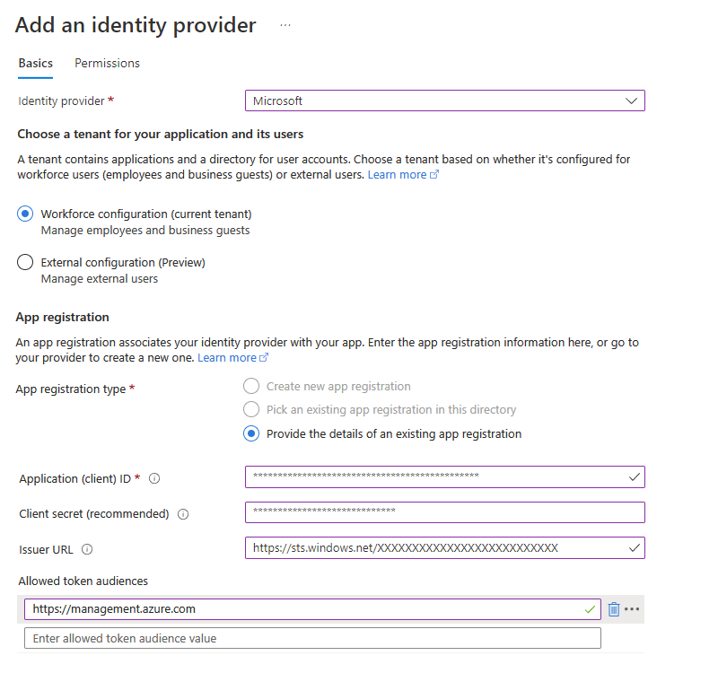 Schermopname van app-registratie voor uw logische app en id-provider voor uw functie-app.