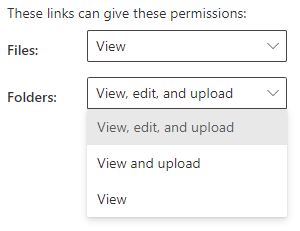 Schermopname van de instellingen voor iedereenkoppelingsmachtigingen op Organisatieniveau van SharePoint.