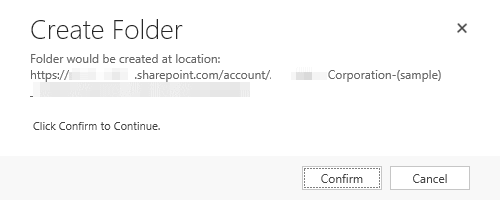 Screenshot shows the prompt to create a document location for the records.