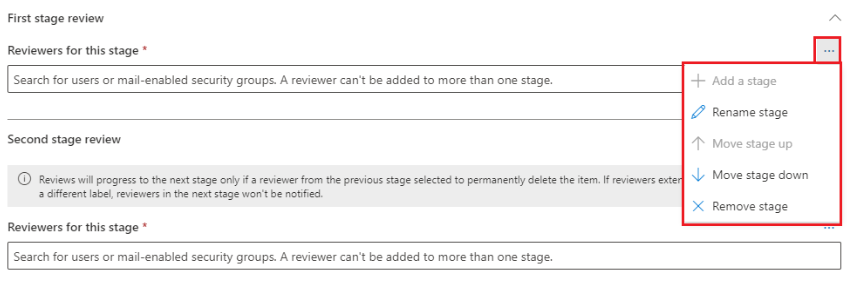 Stage actions for disposition reviews.