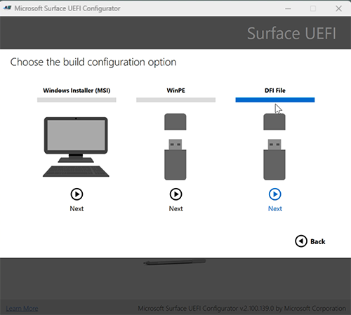 Screenshot shows "DFI File" selected.