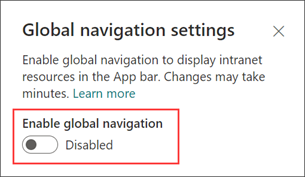 Screenshot of where to enable the global navigation option in the settings panel.