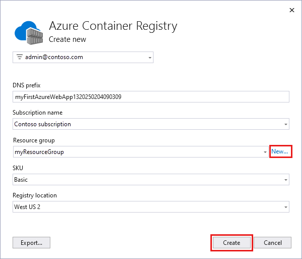 Schermopname die de details van Azure Container Registry toont.