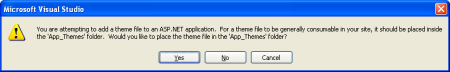 Laat Visual Studio de map App_Theme maken