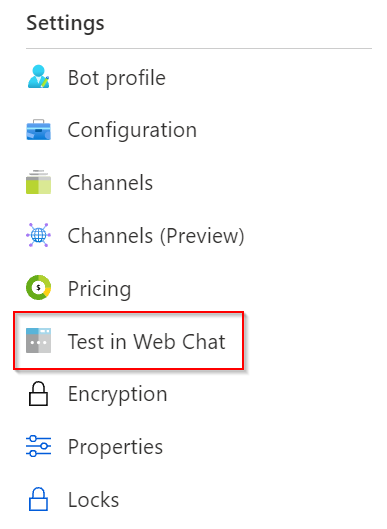 Screenshot of Azure AI Bot Service UI button that reads 