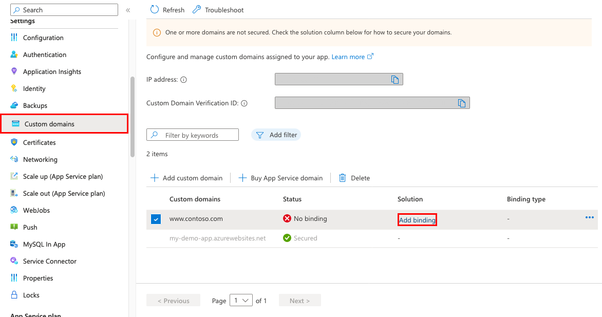 Een schermopname die laat zien hoe u het dialoogvenster TLS/SSL-binding toevoegen start.