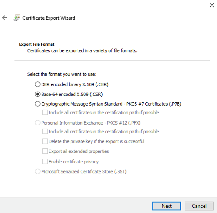 Certificate Export Wizard