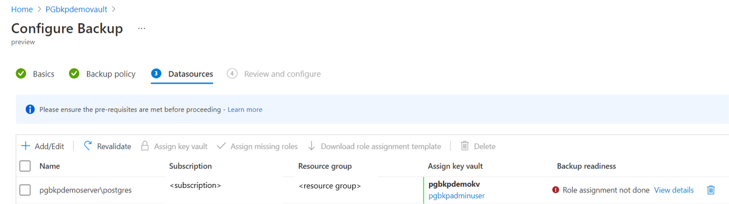 Schermopname die de fout laat zien over de roltoewijzing niet uitgevoerd.