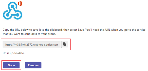 Gegenereerde webhook-URL kopiëren.