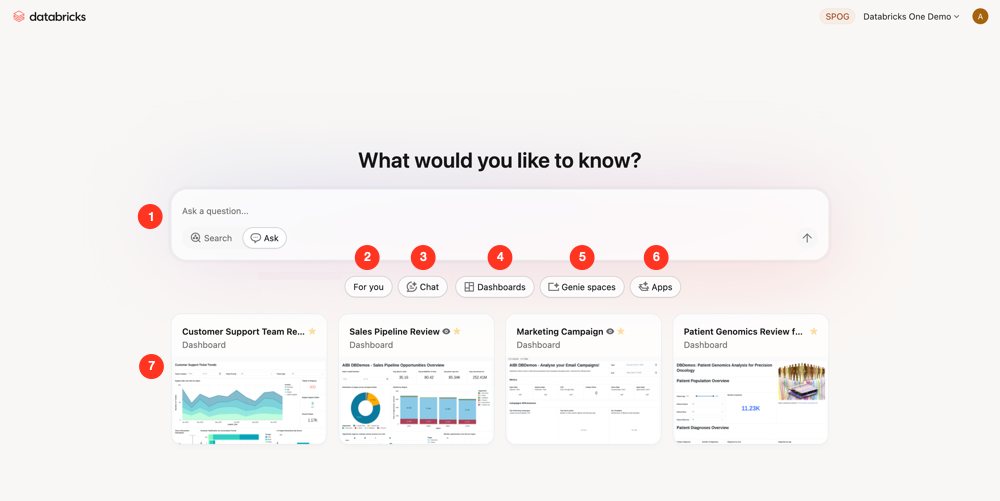 Gelabelde landingspagina voor Databricks One