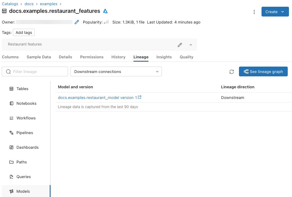 tabblad Herkomst op modelpagina in Catalogus Verkenner
