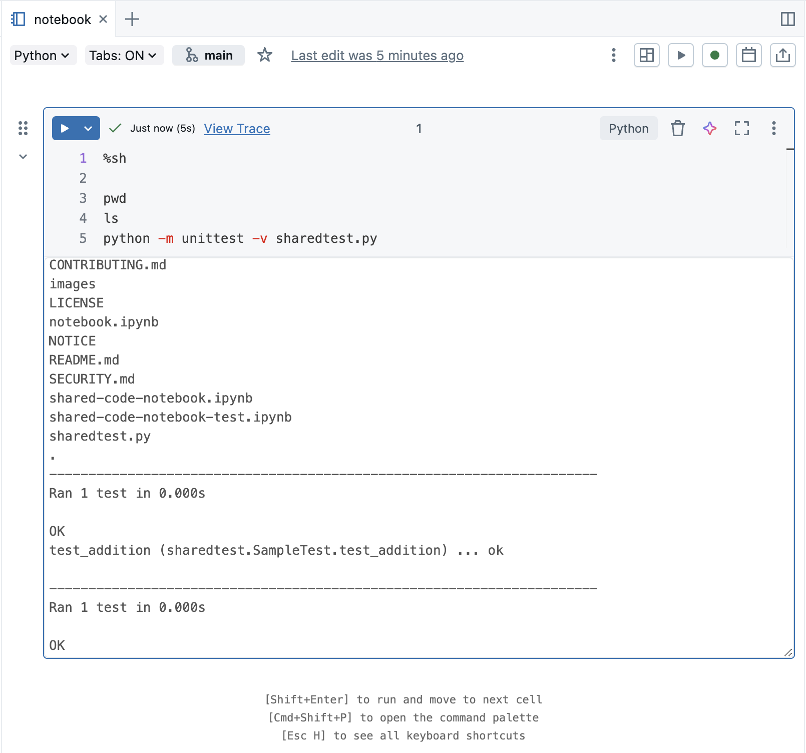 Aanroep voor notebooks testen