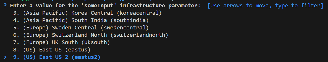 Een schermopname van het instellen van usageName om een AI-locatie te vragen.