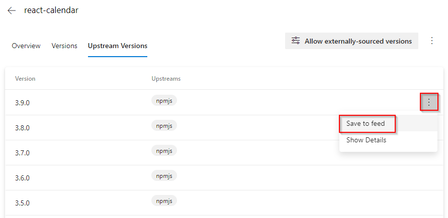 A screenshot showing how to save a package from upstream source.