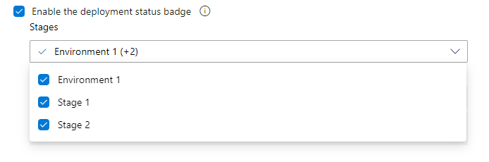 Schermopname van de badge Implementatiestatus inschakelen met drie fasen geselecteerd.