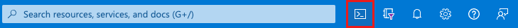 Schermopname van de knop Azure Cloud Shell op de werkbalk van Azure Portal.