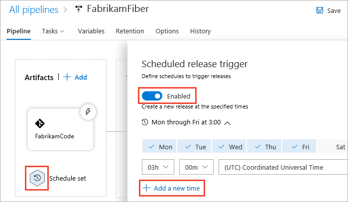 Planningen definiëren om releases te activeren