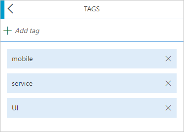 Schermopname van het formulier voor mobiele werkitems, tags toevoegen of verwijderen.