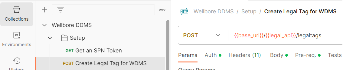 Screenshot that shows the API that creates a legal tag.