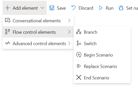 a screenshot of the flow control elements