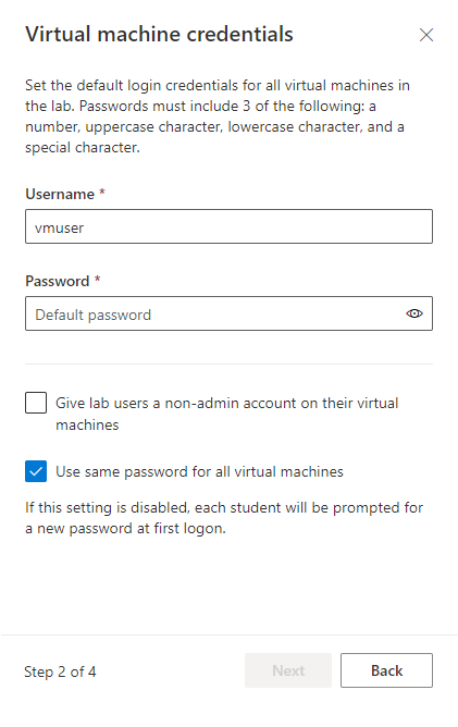 Schermopname van Windows met de referenties voor sjabloon-VM invoeren.