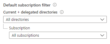 Schermopname van het standaardabonnementsfilter met alle mappen en abonnementen geselecteerd