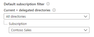 Schermopname van het standaardabonnementsfilter met één gedelegeerd abonnement geselecteerd.