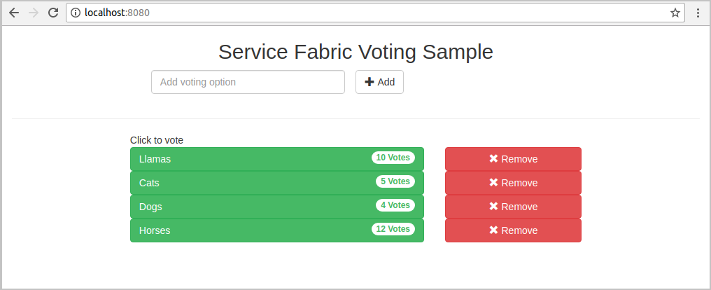 Voorbeeld van een Azure Service Fabric-stemtoepassing