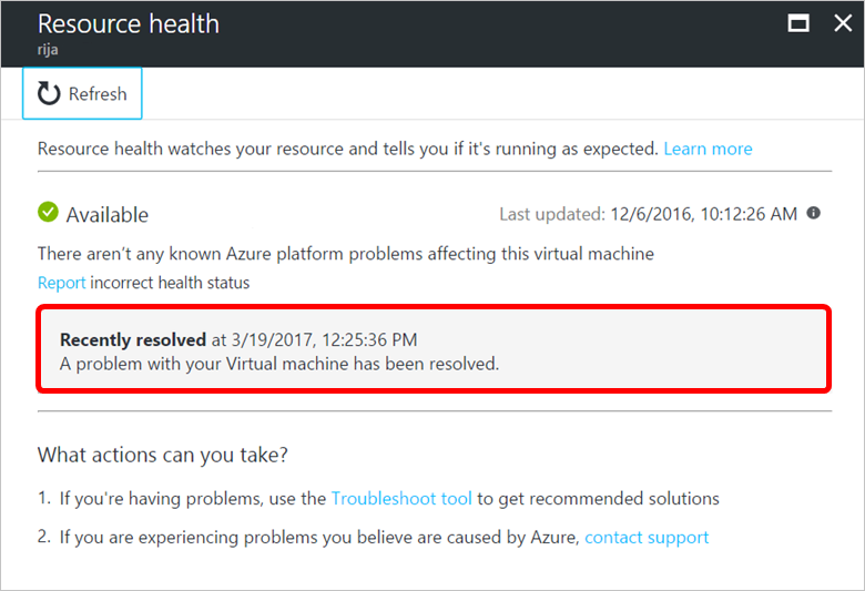 Status of Available for a virtual machine that has a 