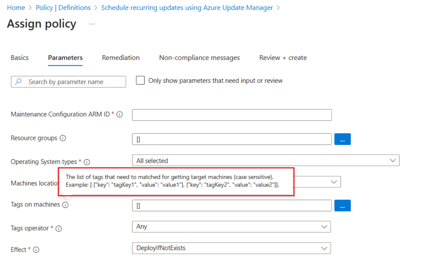 Schermopname van de syntaxis om tags toe te voegen.