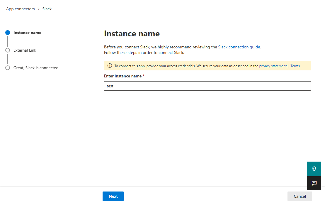 Schermopname die laat zien waar de naam van het exemplaar moet worden ingevoerd in de Defender-portal.