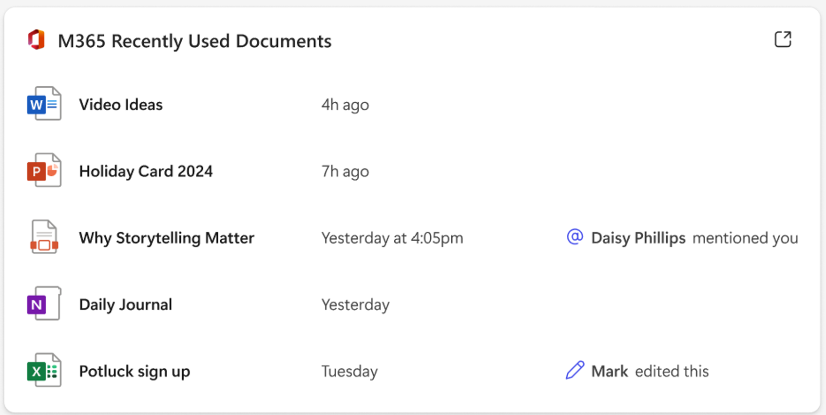 Quick access to files list