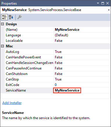 Windows-service-eigenschappen Service-eigenschappen