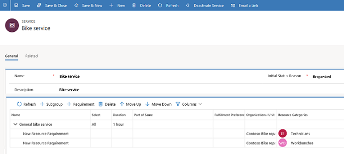 servicerecord in Klantenservicehub.