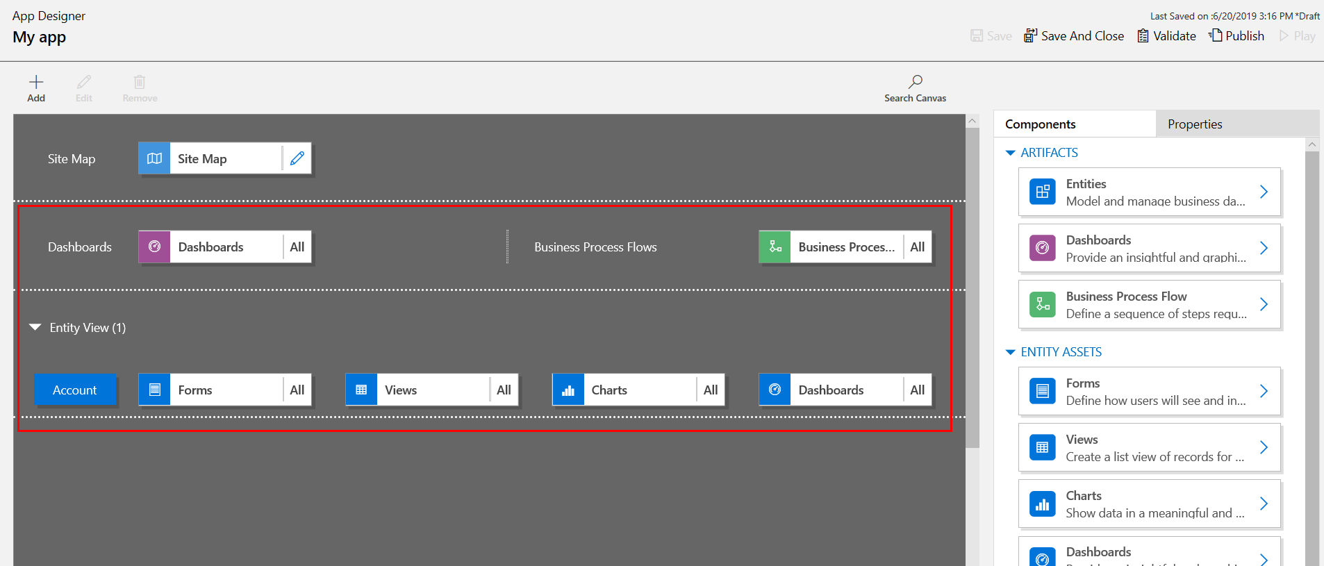 Tegelgebaseerde interface van appontwerper.