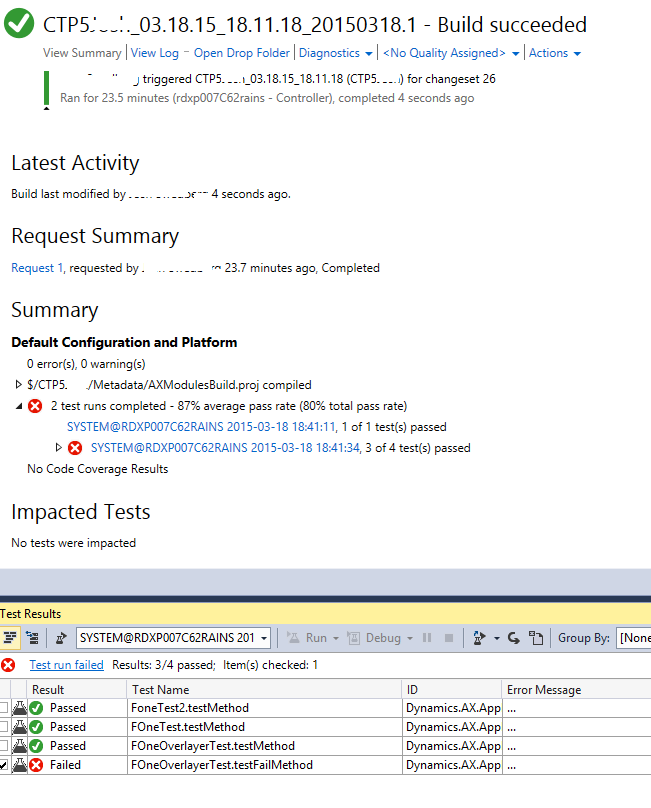 Build and test execution.