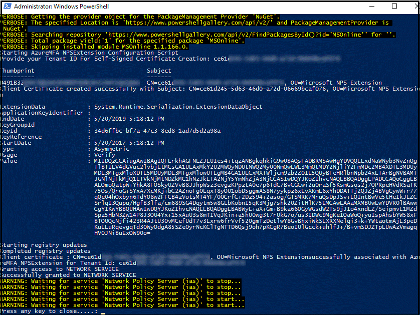 PowerShell-venster met zelfondertekend certificaat