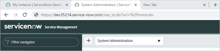 Schermopname van een ServiceNow-exemplaar.